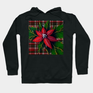 Poinsettia on Plaid Hoodie